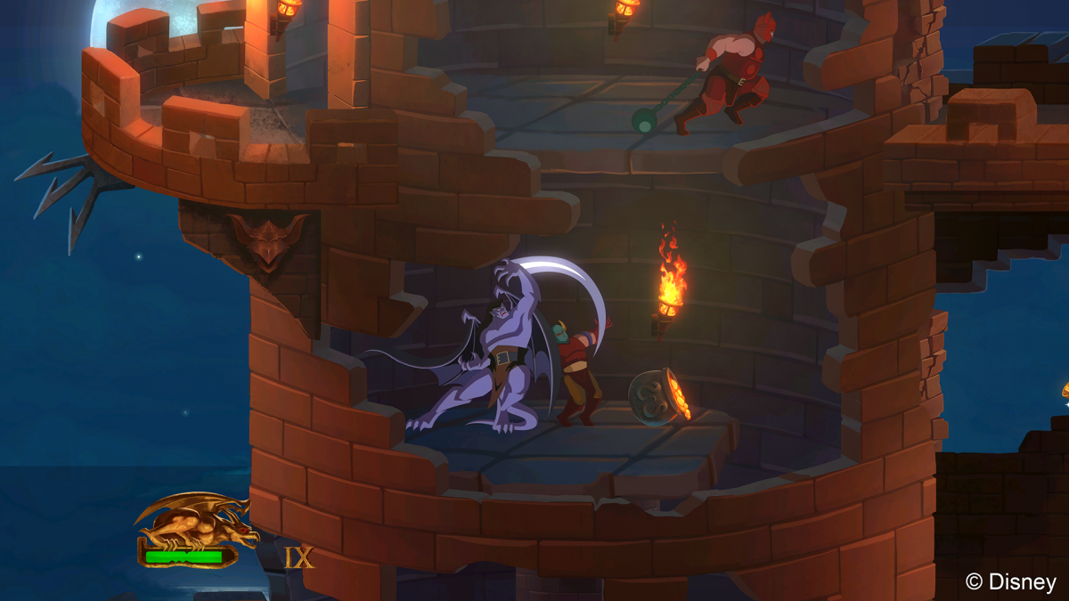 Gargoyles Remastered screenshot in which Goliath fights Vikings in Castle Wyvern.